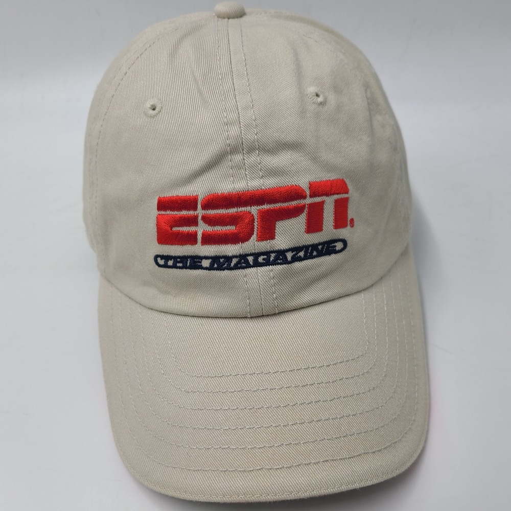 Vintage ESPN Hat Strapback Beige The Magazine‎ Promo Casual Baseball Dad Cap Men